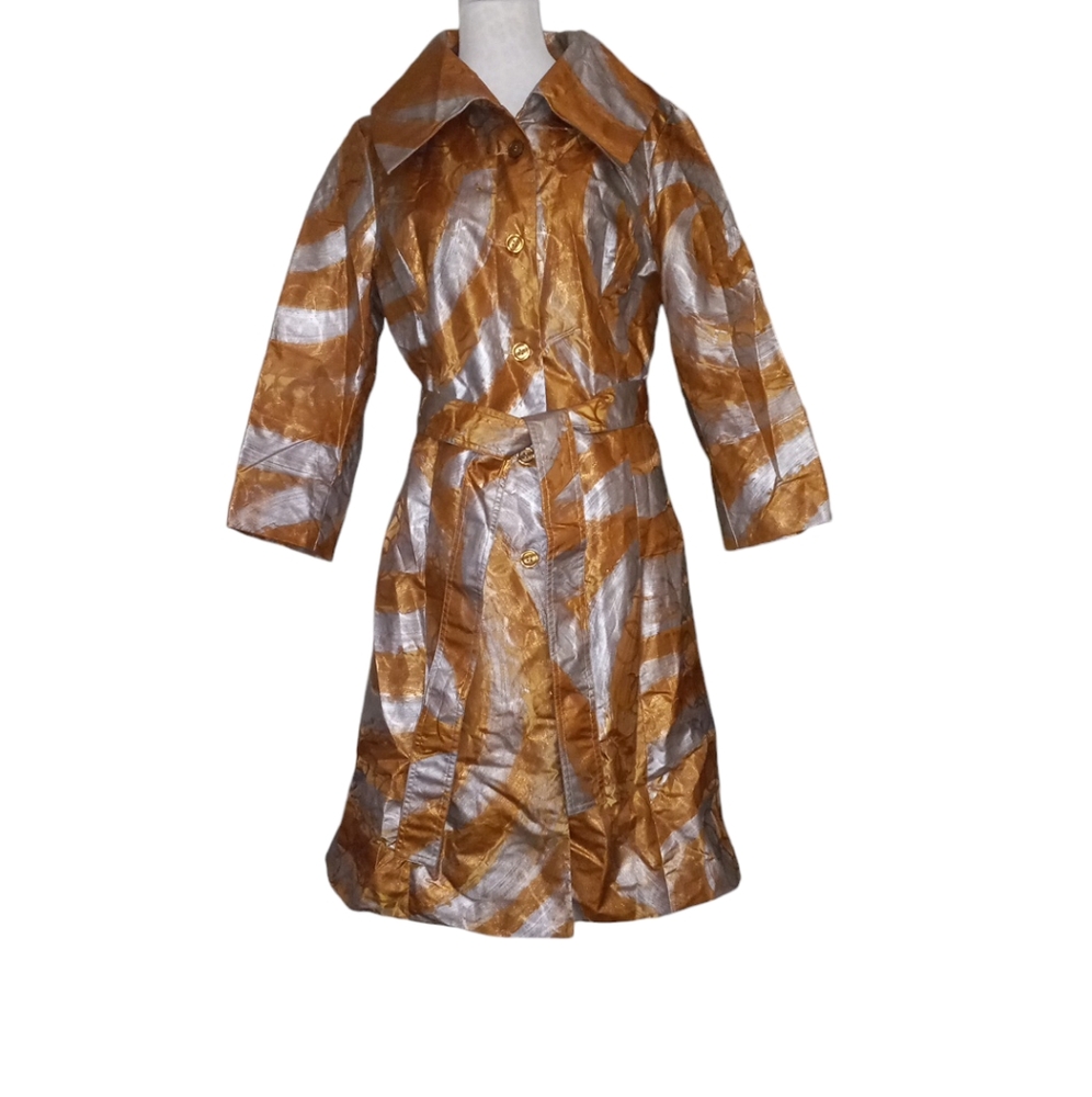 Samuel Dong Gold and Silver Striped Coat